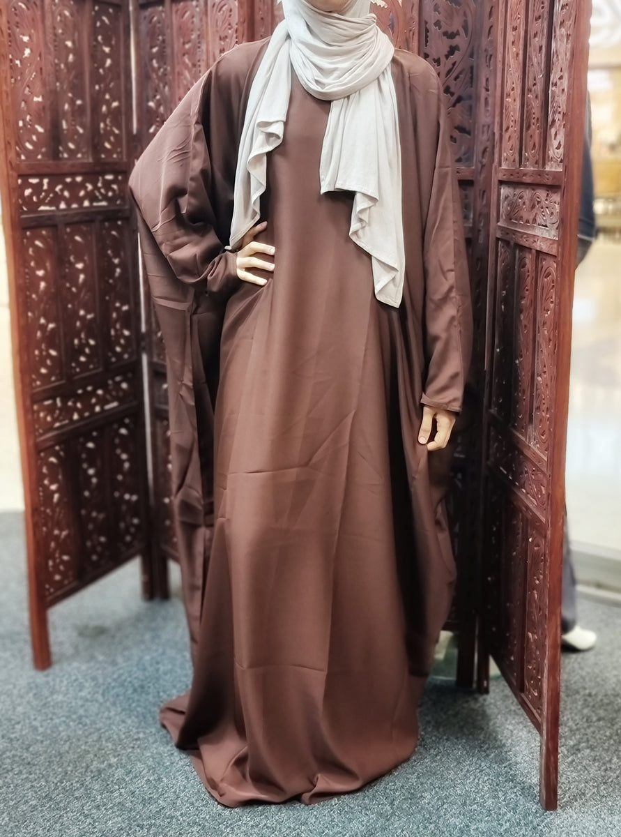 Simple Closed Butterfly Abaya Milk Chocolate Brown AbayaTopia