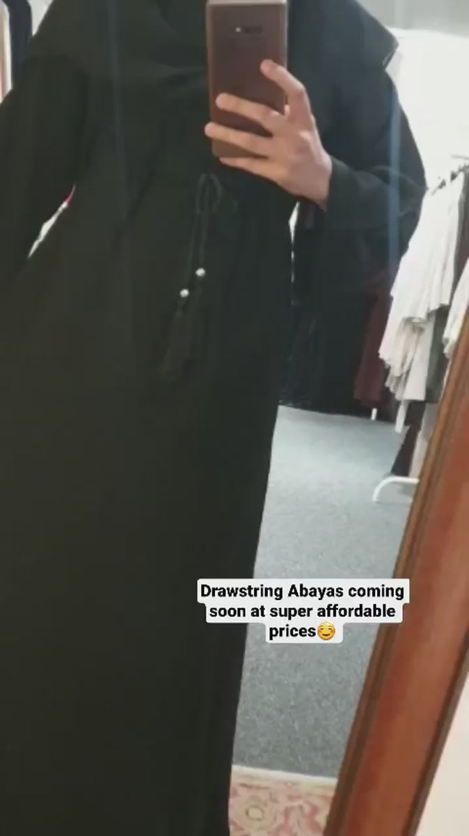 Black Drawstring Abaya with Hijab AbayaTopia