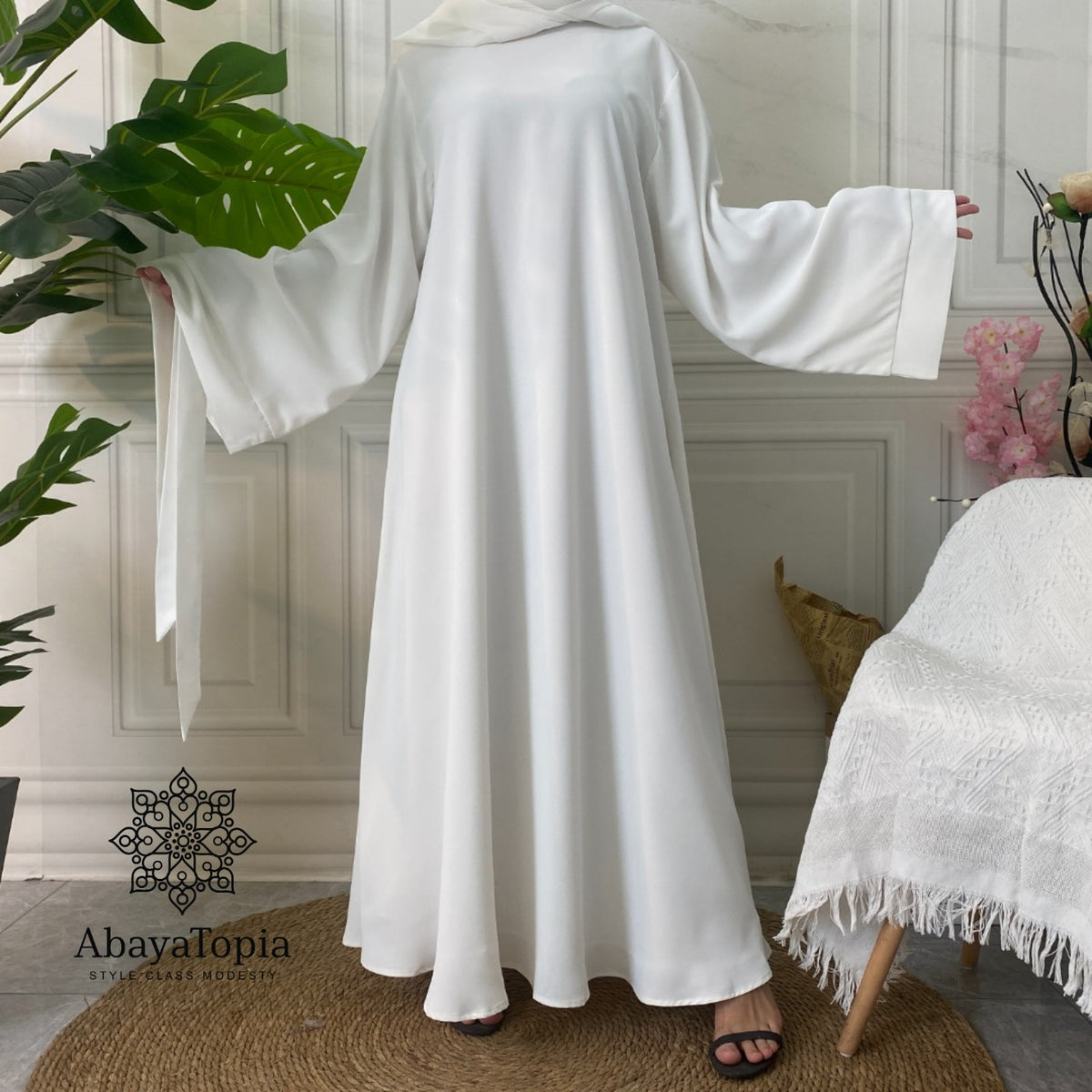 Plain sales white abaya