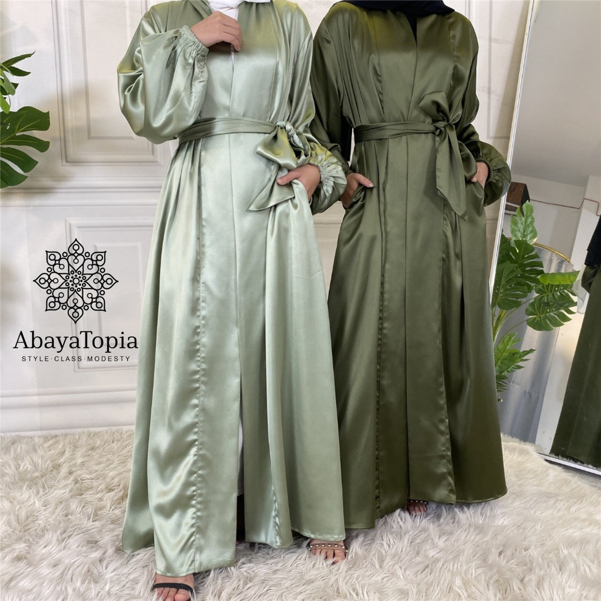 Satin Open Abaya Diff Colours