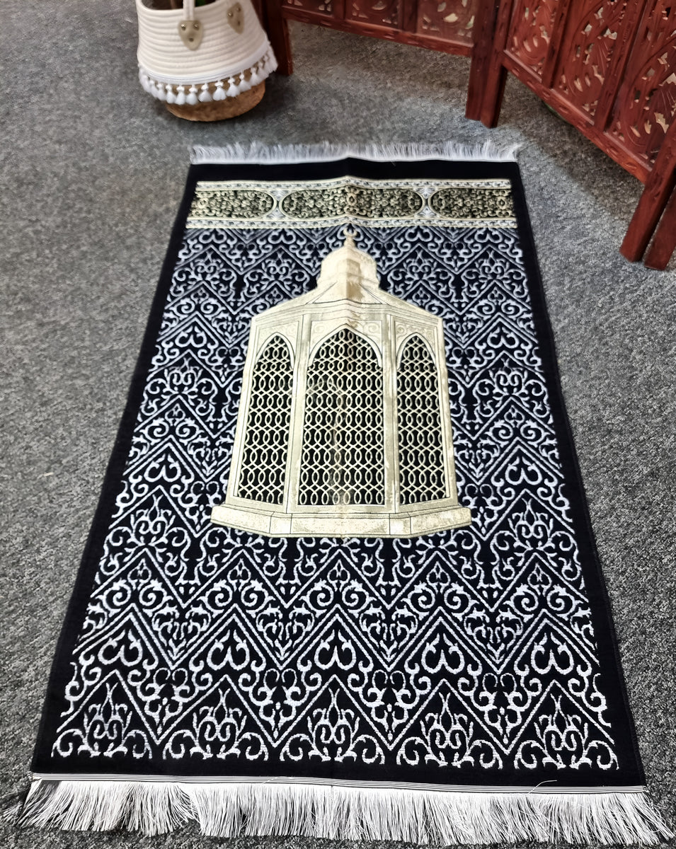 Prayer Mat Black Mecca Collection AbayaTopia