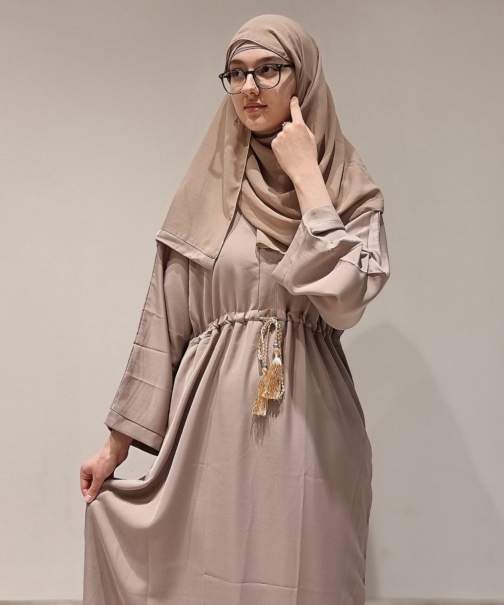 Mink Drawstring Abaya with Hijab AbayaTopia