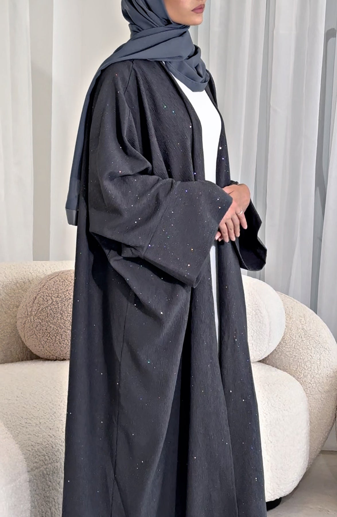 Glitter Butterfly Open Abaya - CLEARANCE NO RETURN | AbayaTopia Glitter Butterfly Open Abaya - CLEARANCE NO RETURN | AbayaTopia