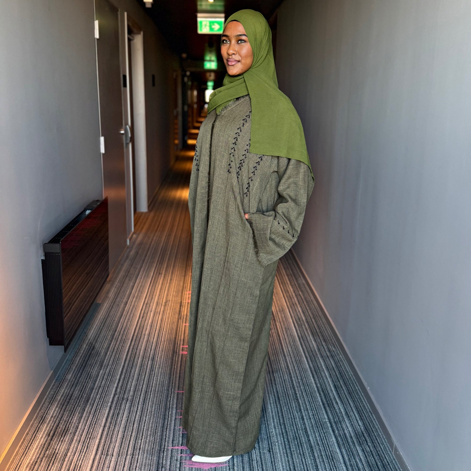 olive green abaya dress Boksha | Olive Abaya