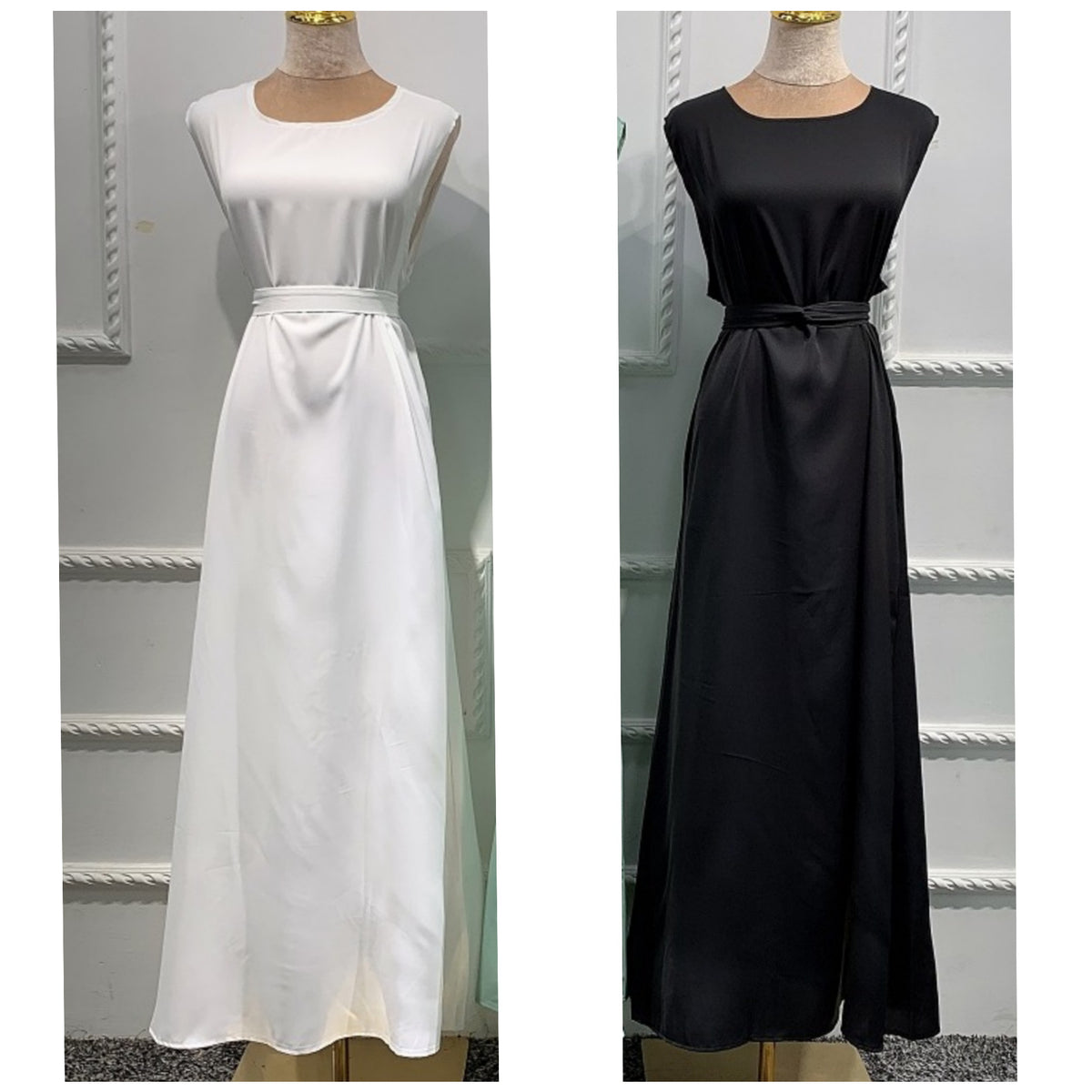 Sleeveless Inner Dress with Belt AbayaTopia